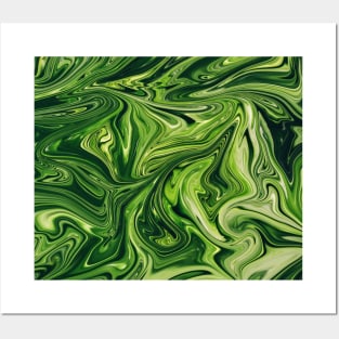 Green Marble Pattern Posters and Art